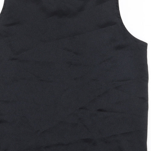 Rafale London Womens Black Polyester Basic Tank Size 10 Scoop Neck