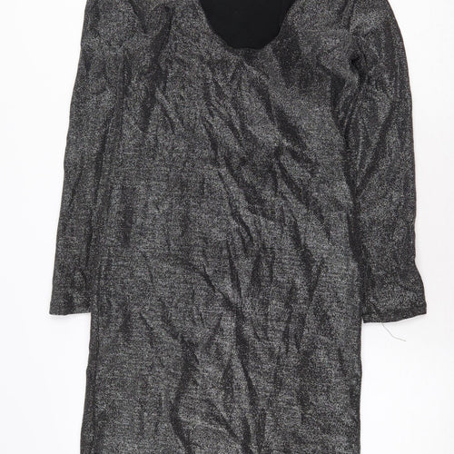 Preworn Womens Silver Nylon Shift Size 16 Scoop Neck Pullover