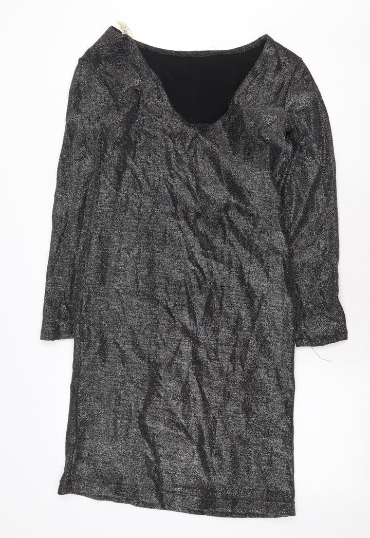 Preworn Womens Silver Nylon Shift Size 16 Scoop Neck Pullover