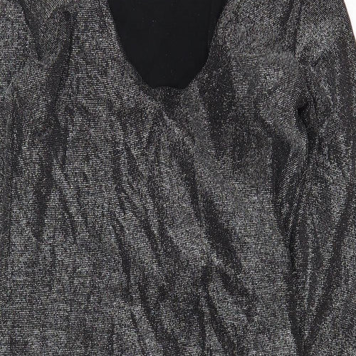 Preworn Womens Silver Nylon Shift Size 16 Scoop Neck Pullover