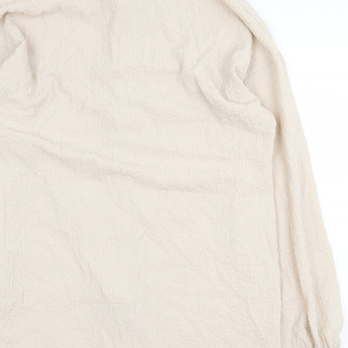 PRETTYLITTLETHING Womens Beige Polyester Basic Button-Up Size 8 Collared