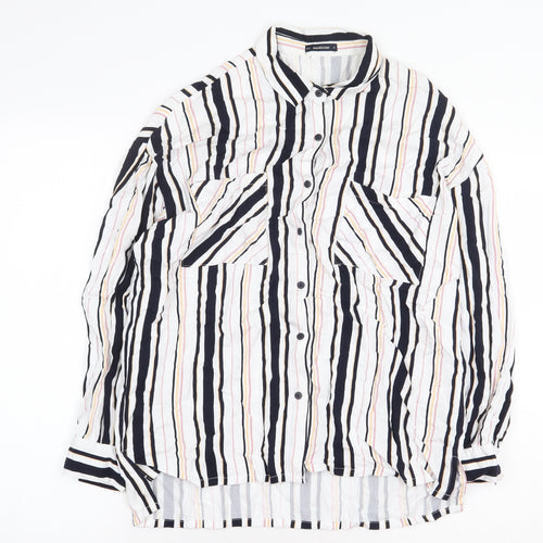 Medicine Womens White Striped Viscose Basic Button-Up Size S V-Neck