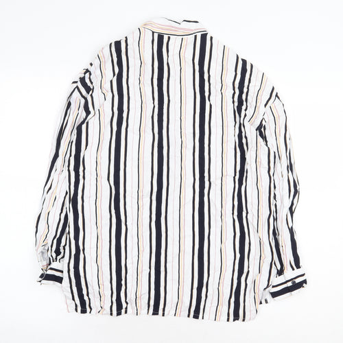 Medicine Womens White Striped Viscose Basic Button-Up Size S V-Neck