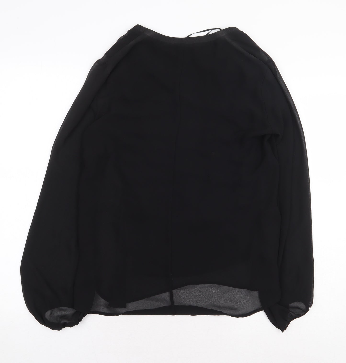 Zara Womens Black Polyester Basic Blouse Size M V-Neck