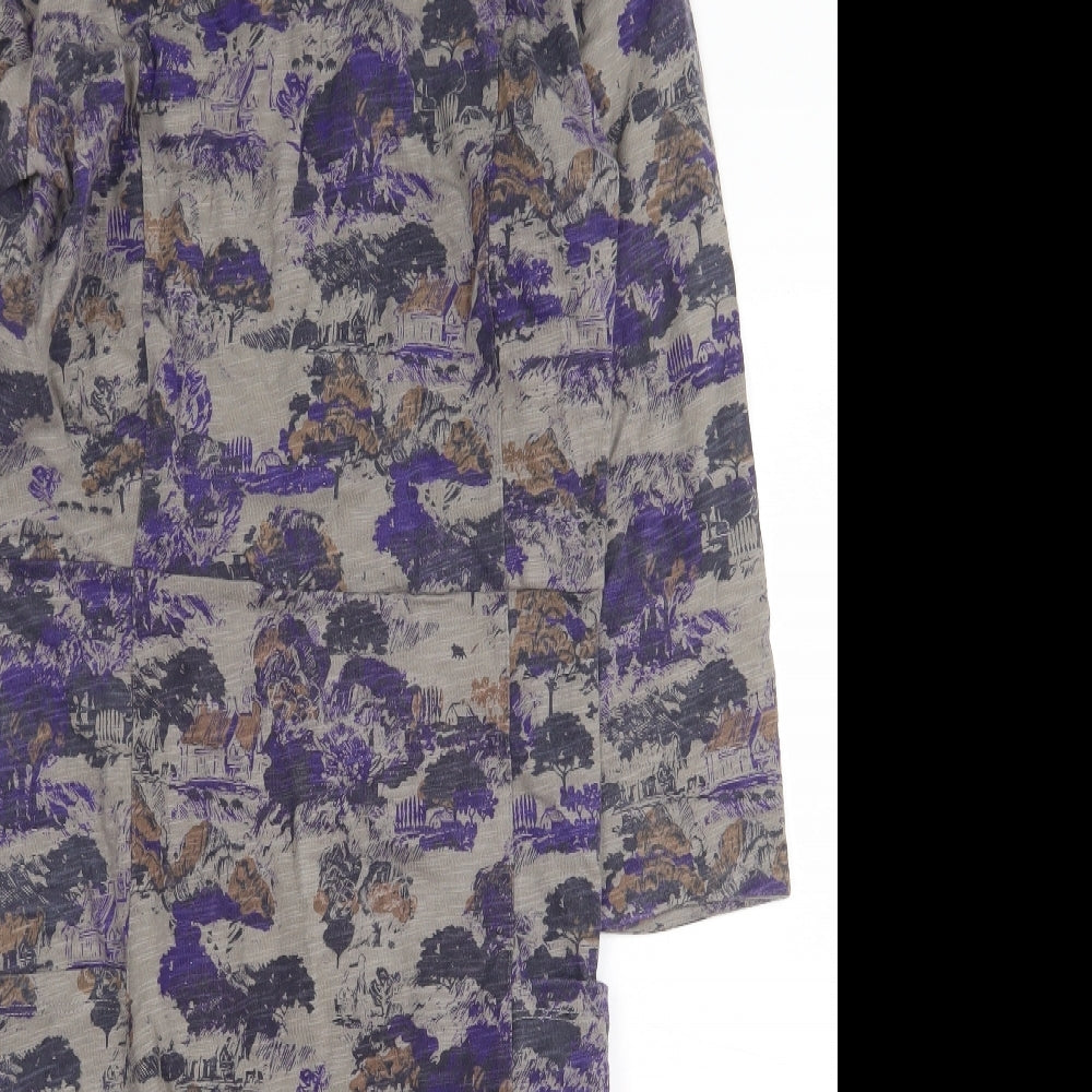 White Stuff Womens Grey Geometric Cotton A-Line Size 10 Round Neck Button