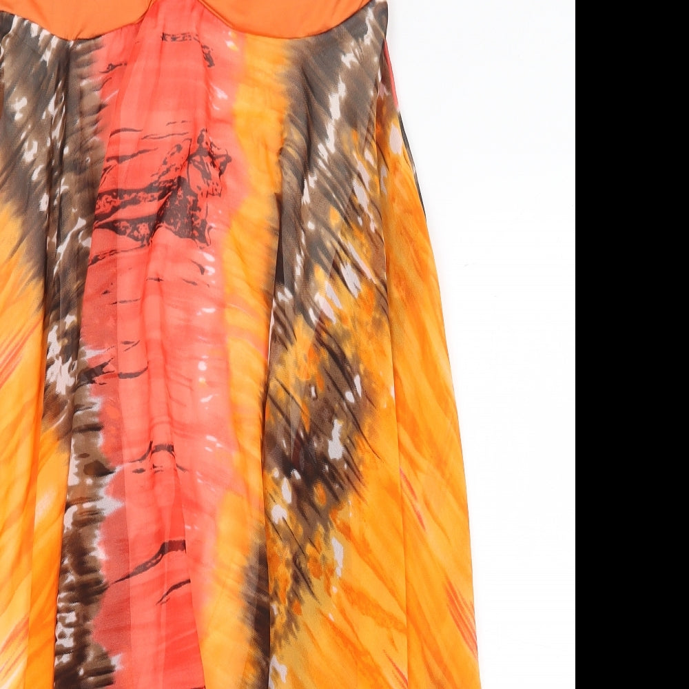 Jots Womens Orange Geometric Polyester Tank Dress Size S Sweetheart Pullover