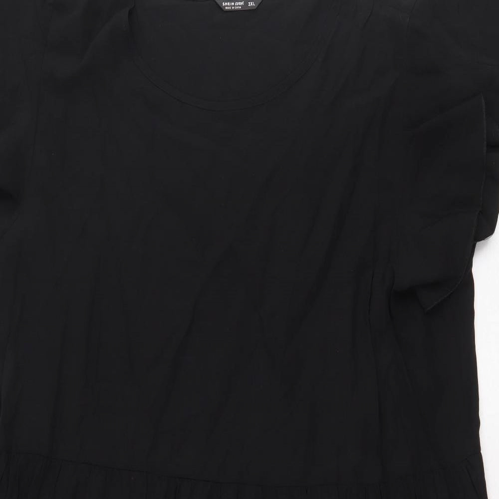 SheIn Womens Black Polyester Shift Size 3XL Boat Neck Pullover