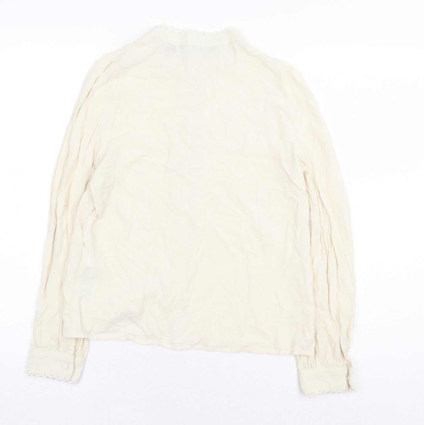 Vera Moda Womens Beige Viscose Basic Button-Up Size XS Round Neck