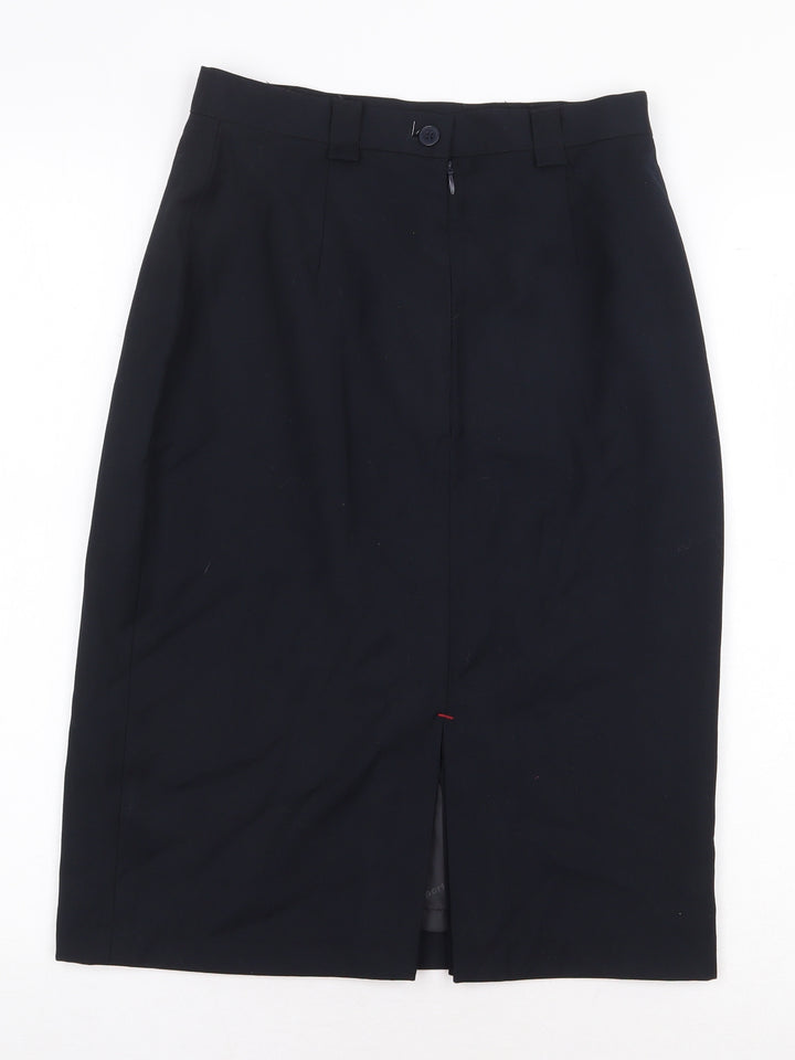 Preworn Womens Blue Polyester Straight & Pencil Skirt Size 8 Zip