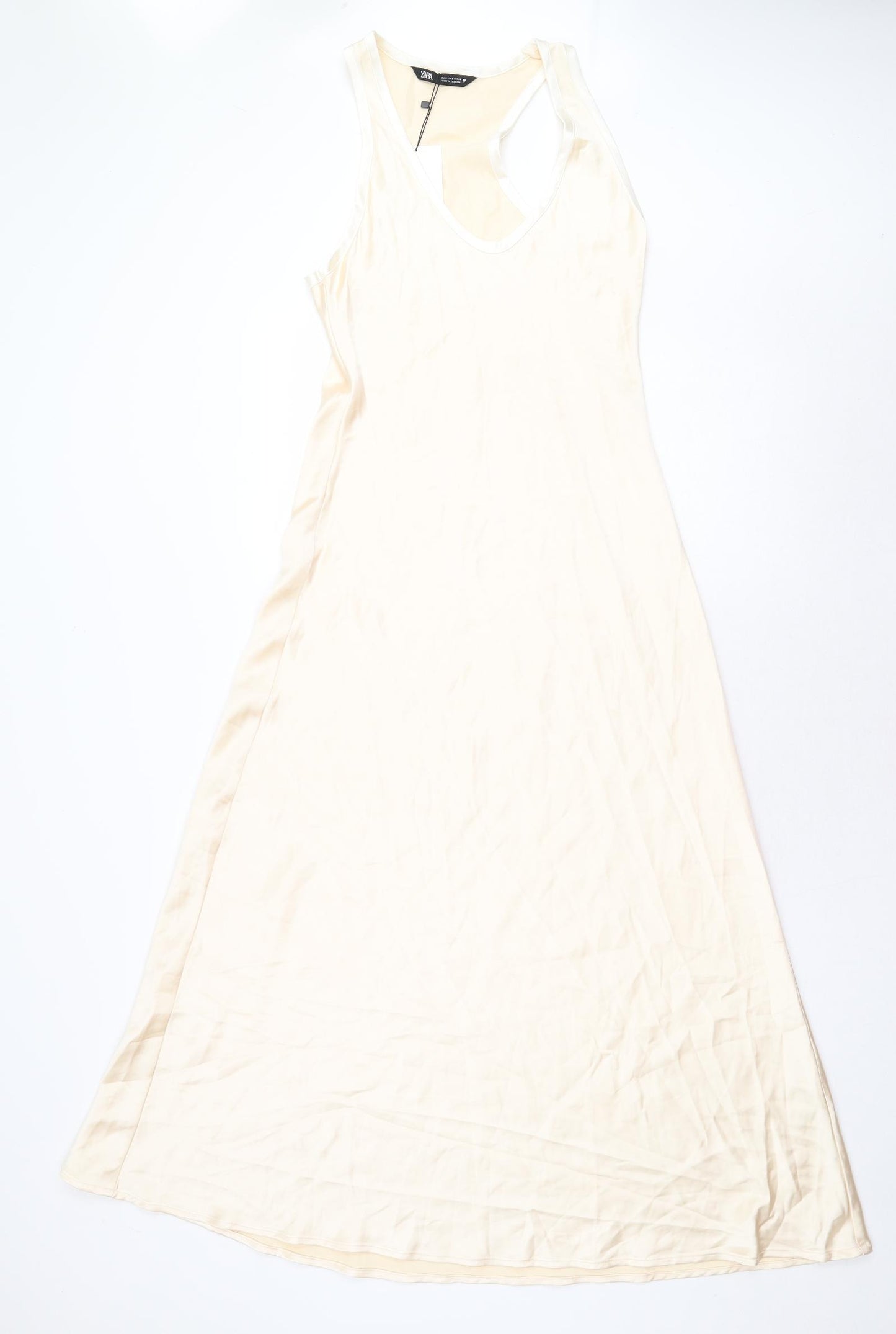 Zara Womens Beige Polyester Maxi Size S Scoop Neck Pullover