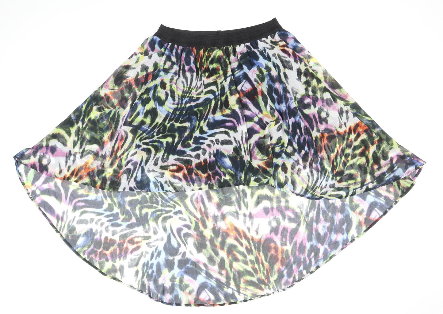 New Look Womens Multicoloured Geometric Polyester Flare Skirt Size 12