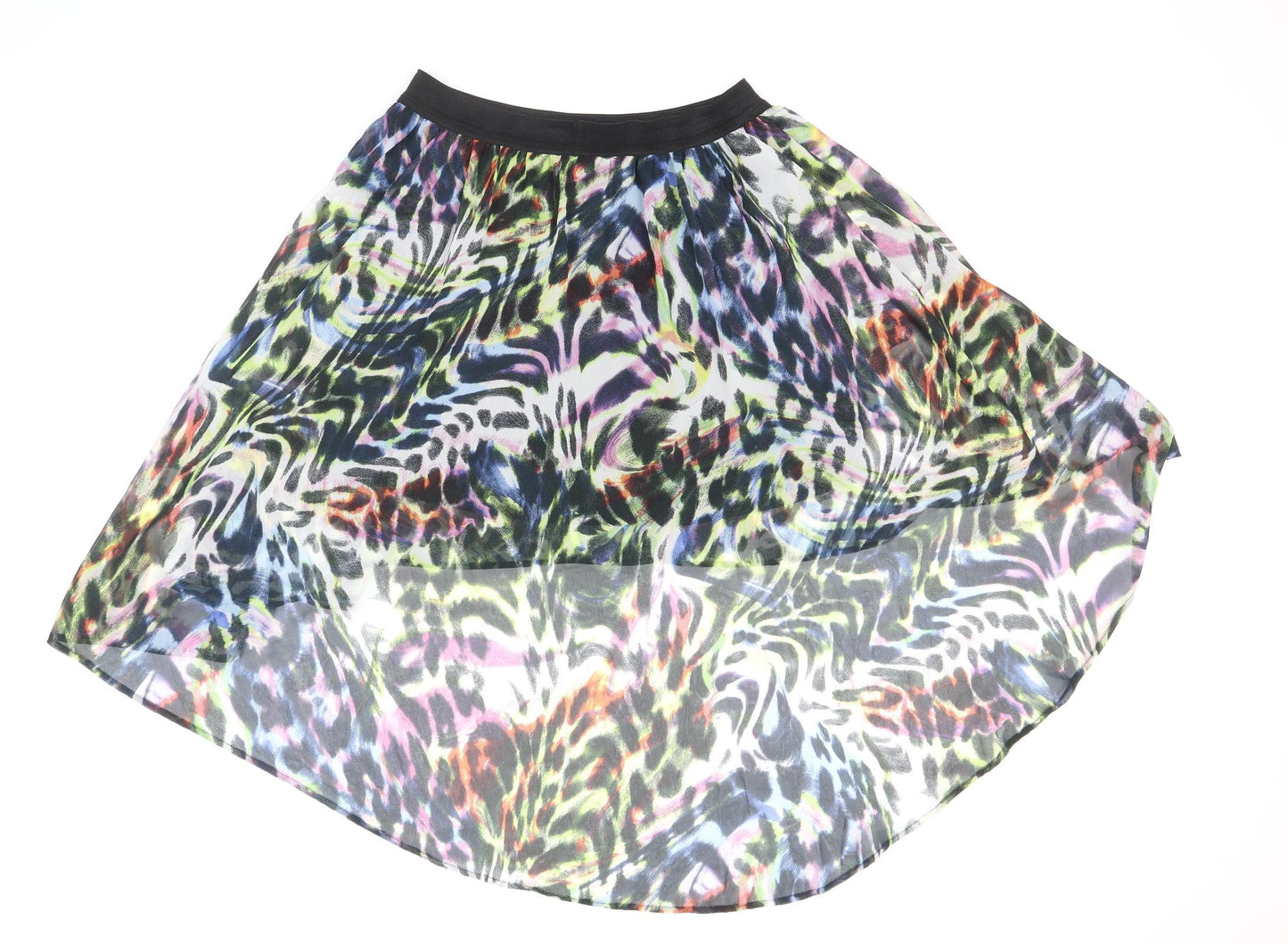New Look Womens Multicoloured Geometric Polyester Flare Skirt Size 12