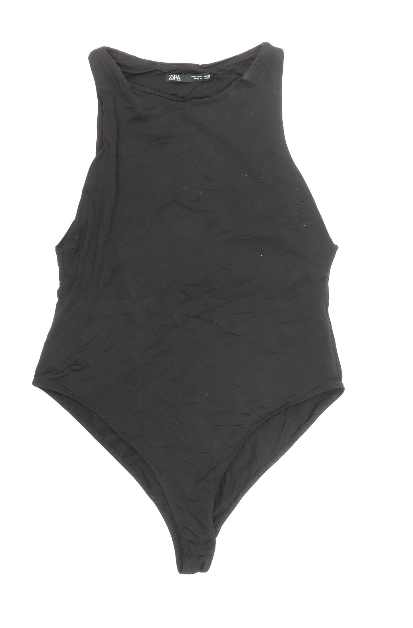 Zara Womens Black Polyamide Bodysuit One-Piece Size L Snap