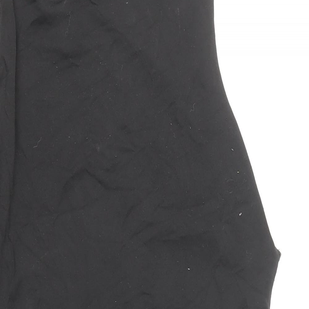 Zara Womens Black Polyamide Bodysuit One-Piece Size L Snap