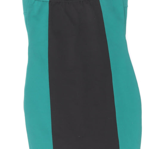 IX LONDON Womens Green Colourblock Polyester Bodycon Size 10 Round Neck Pullover