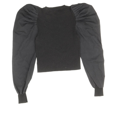 Nasty Gal Womens Black Round Neck Polyester Pullover Jumper Size 10 - Balloon Sleeve