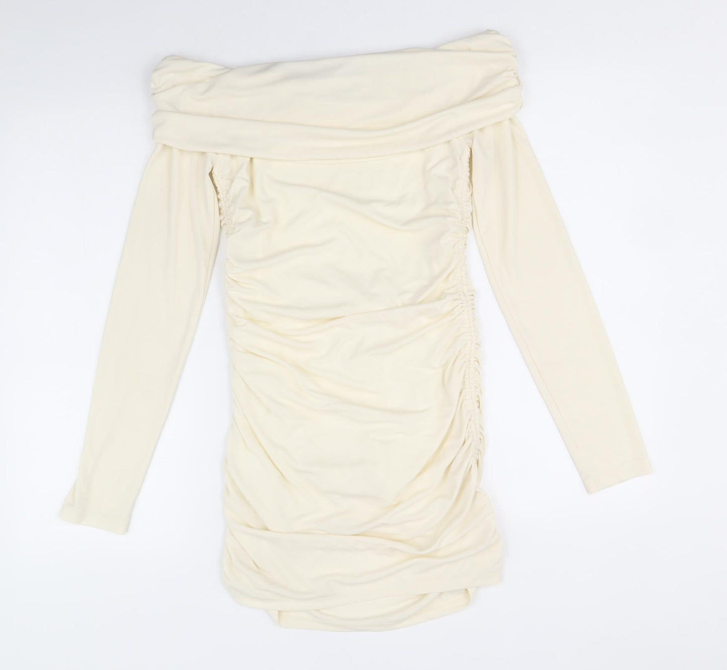 Zara Womens Ivory Polyester Mini Size S Off the Shoulder Pullover