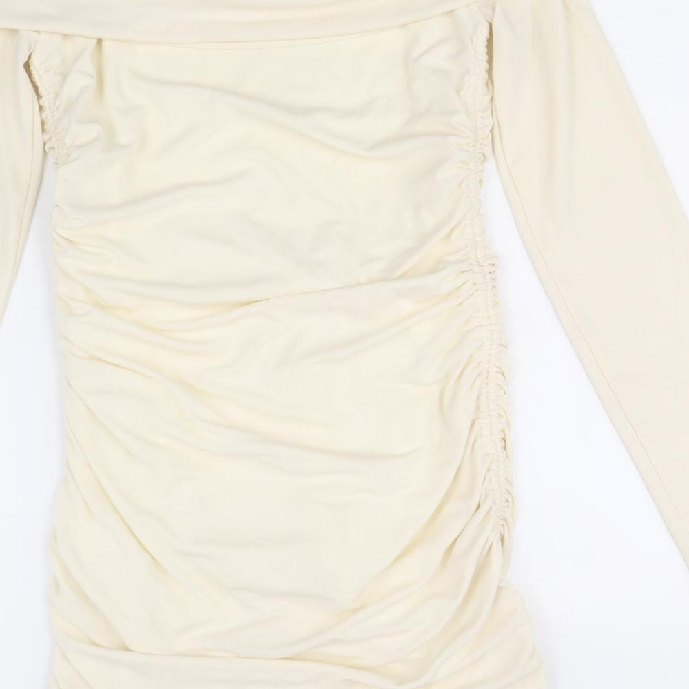 Zara Womens Ivory Polyester Mini Size S Off the Shoulder Pullover