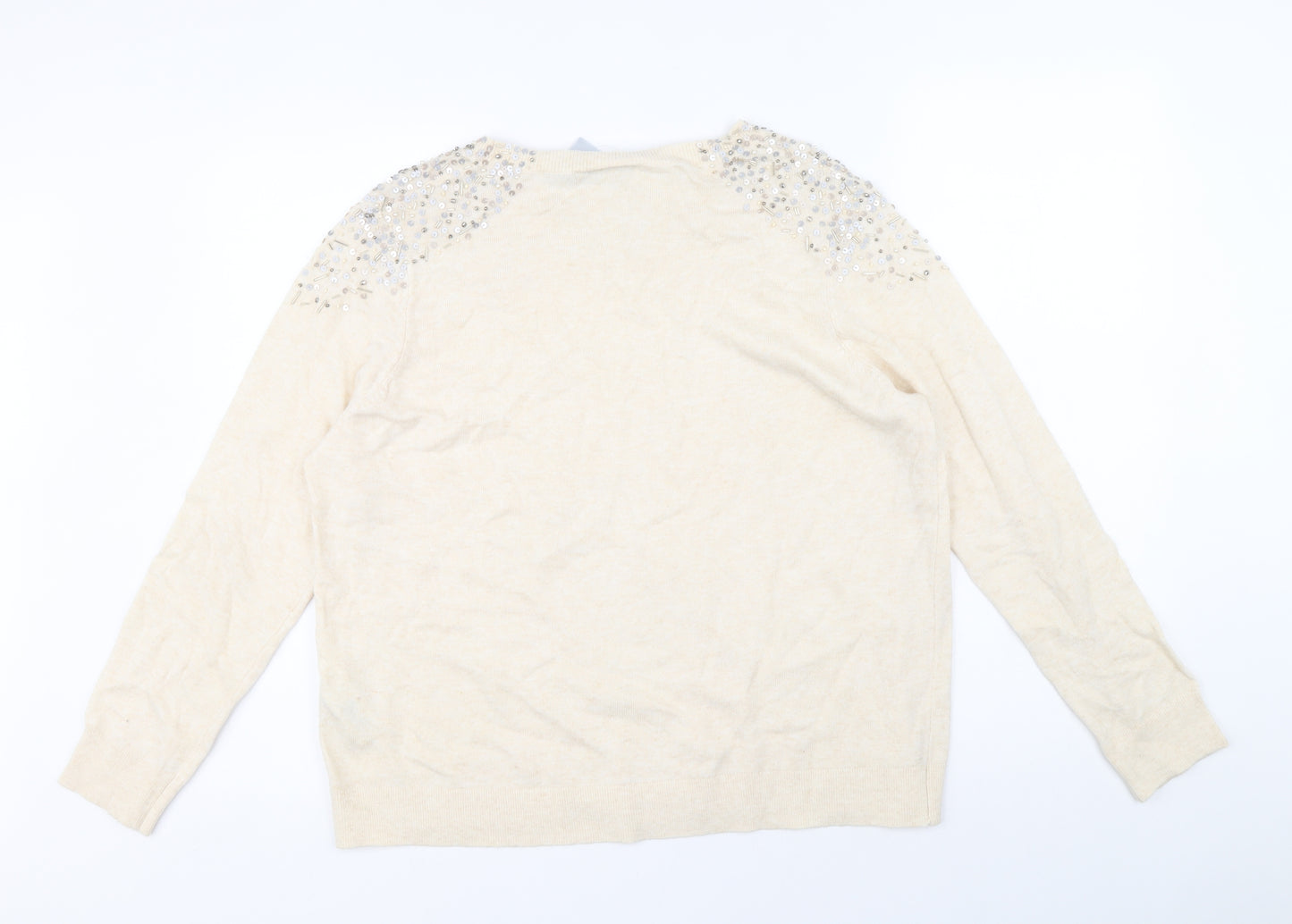 Wallis Womens Beige Round Neck Viscose Pullover Jumper Size L