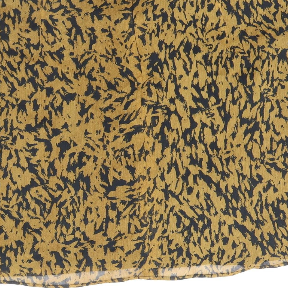 Zara Womens Yellow Geometric Polyester Bandage Skirt Size XL Zip