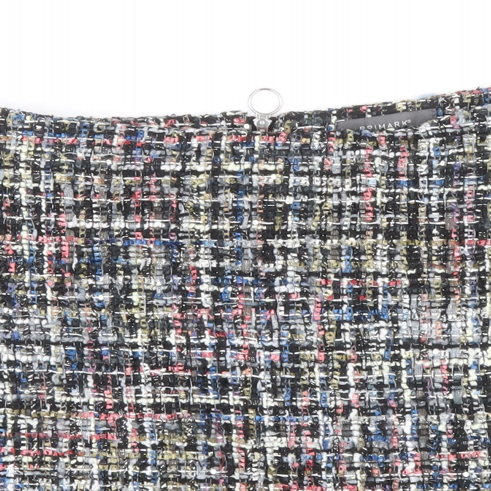 Primark Womens Multicoloured Geometric Acrylic A-Line Skirt Size 10 Zip