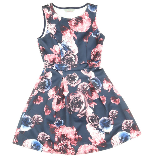 Dorothy Perkins Womens Multicoloured Floral Polyester Fit & Flare Size 6 Round Neck Pullover