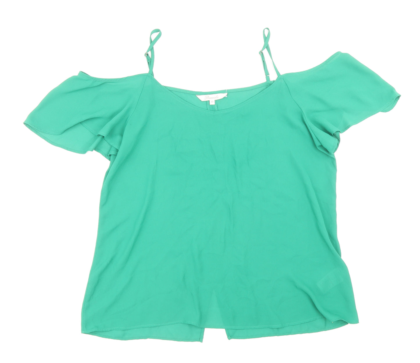 Peacocks Womens Green Polyester Basic Blouse Size 12 Scoop Neck