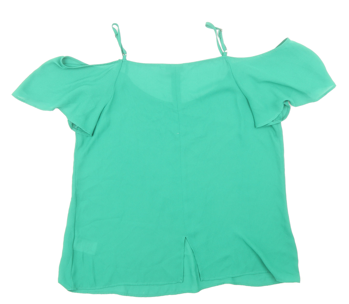 Peacocks Womens Green Polyester Basic Blouse Size 12 Scoop Neck