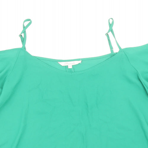 Peacocks Womens Green Polyester Basic Blouse Size 12 Scoop Neck