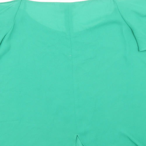 Peacocks Womens Green Polyester Basic Blouse Size 12 Scoop Neck