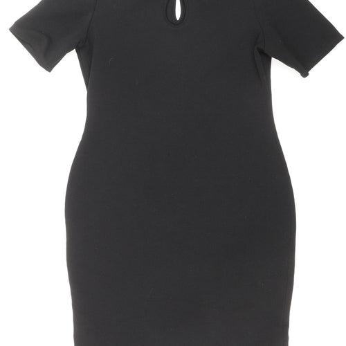 Dorothy Perkins Womens Beige Polyester A-Line Size 14 Round Neck Button