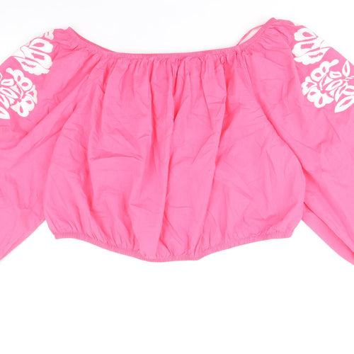 Marks and Spencer Womens Pink 100% Cotton Basic Blouse Size 22 Off the Shoulder