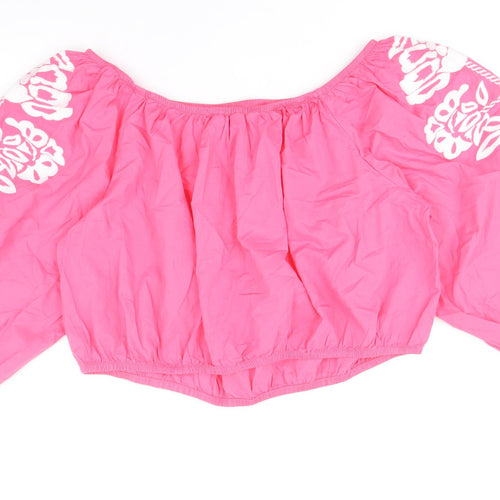 Marks and Spencer Womens Pink 100% Cotton Basic Blouse Size 22 Off the Shoulder