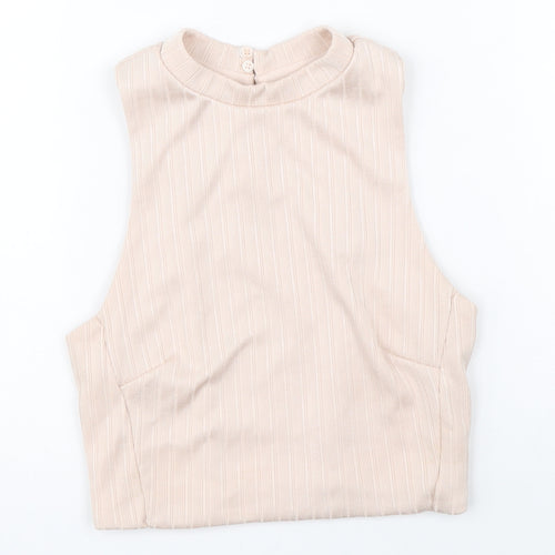New Look Womens Pink Polyester Basic Tank Size 10 Round Neck