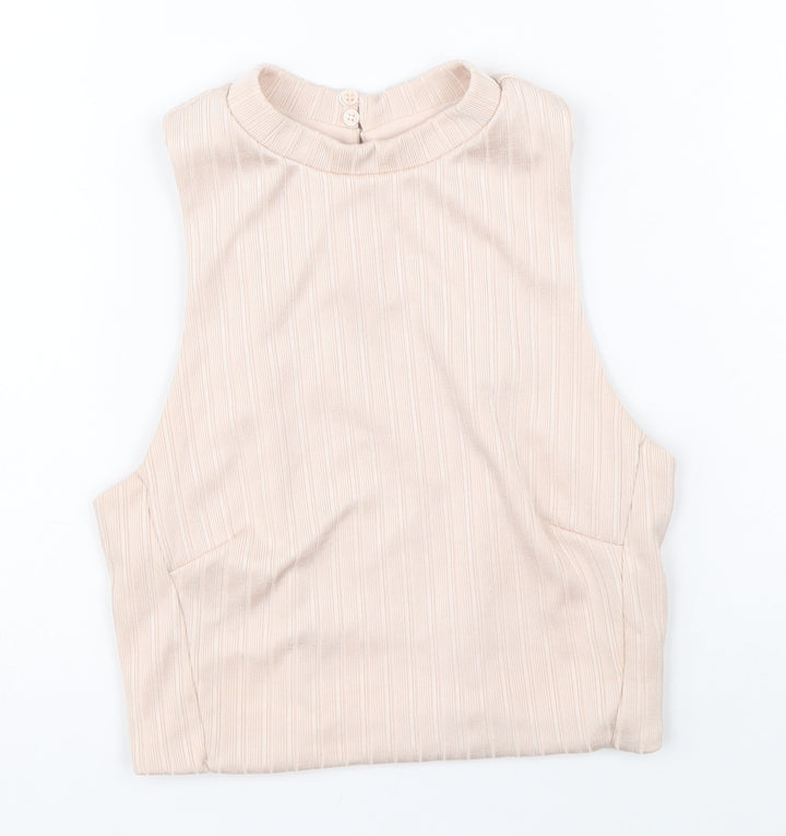 New Look Womens Pink Polyester Basic Tank Size 10 Round Neck