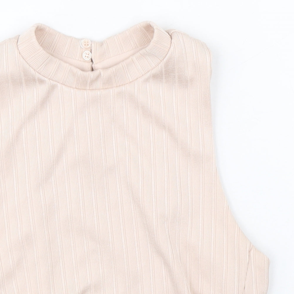 New Look Womens Pink Polyester Basic Tank Size 10 Round Neck