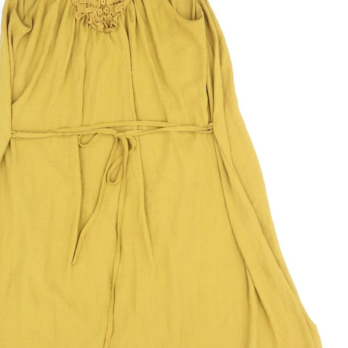 H&M Womens Yellow Geometric Polyester Tank Dress Size 8 Round Neck Pullover