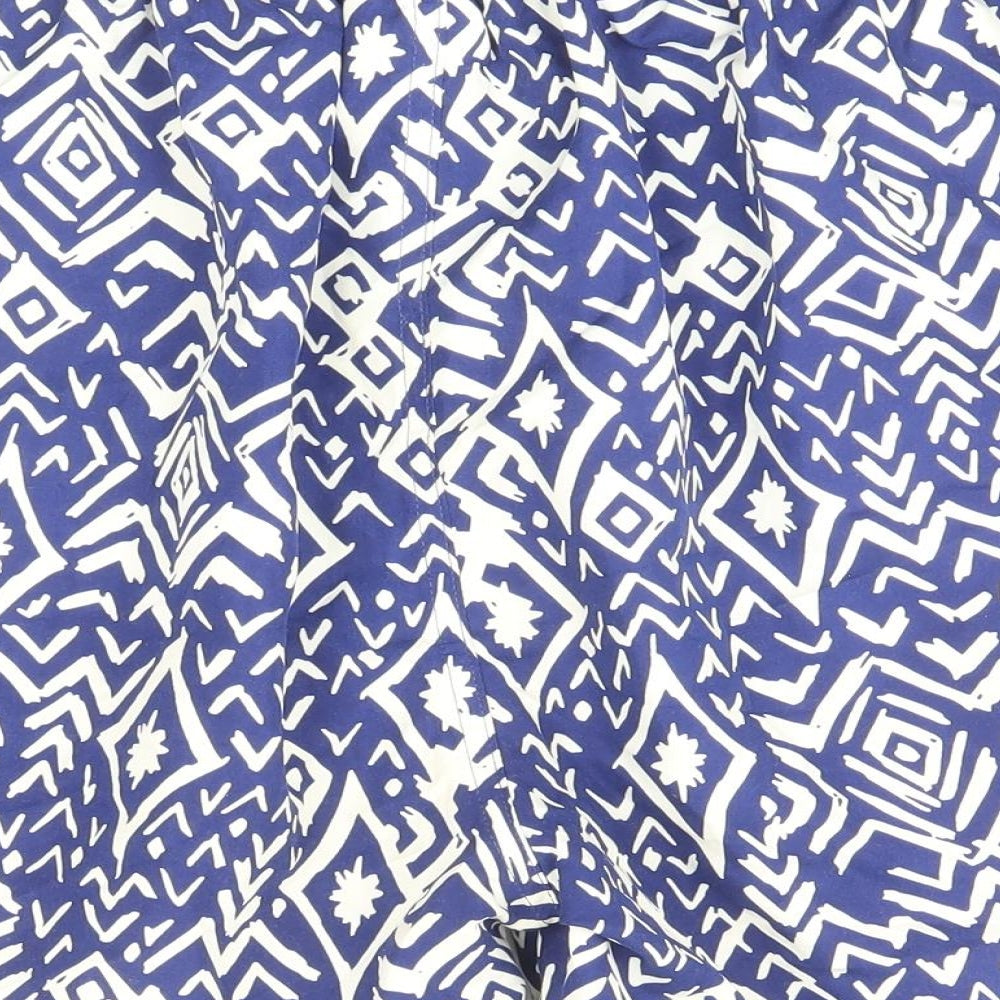 Yours Womens Blue Geometric Polyester Sweat Shorts Size 20 Regular Drawstring