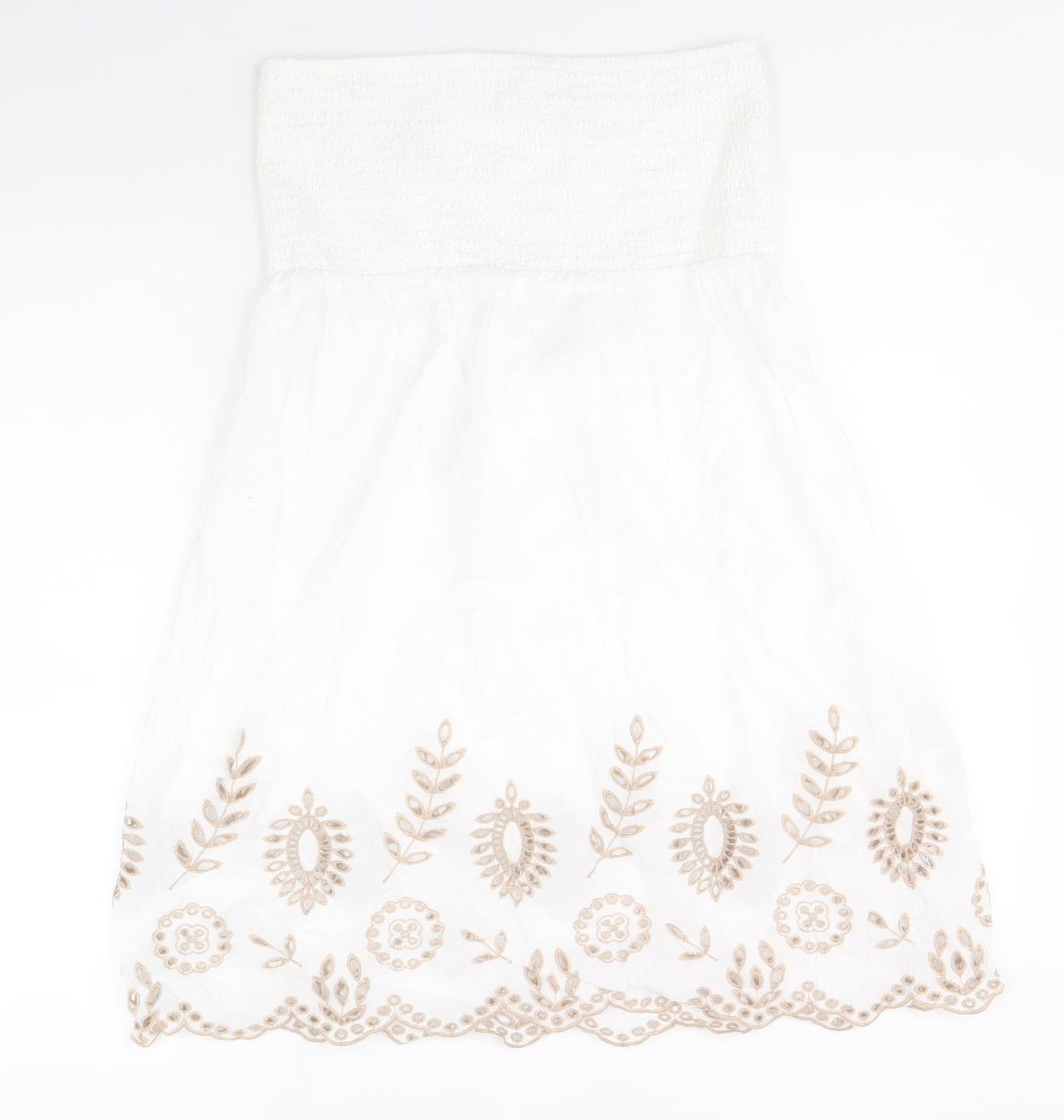 NEXT Womens White Geometric Cotton Tank Dress Size 10 Square Neck Pullover