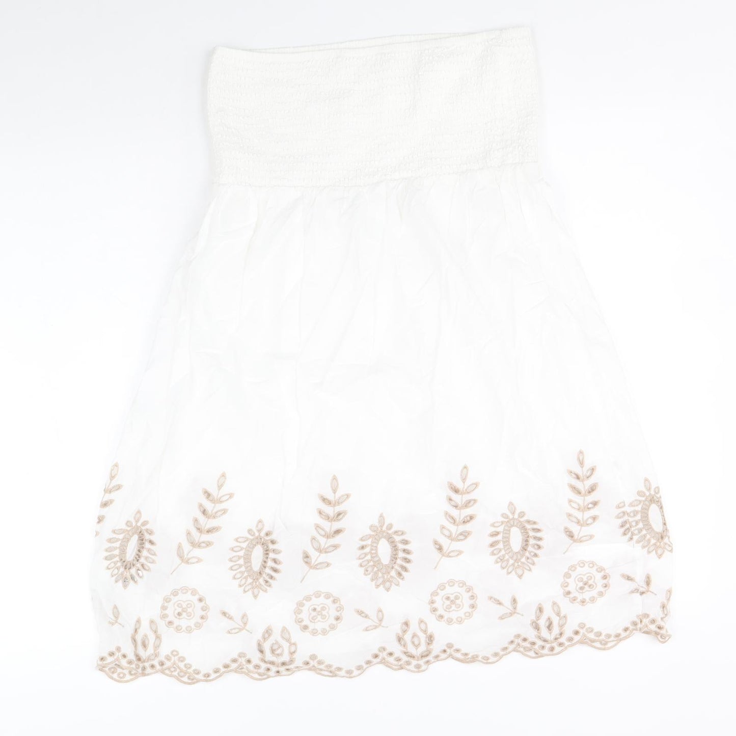 NEXT Womens White Geometric Cotton Tank Dress Size 10 Square Neck Pullover