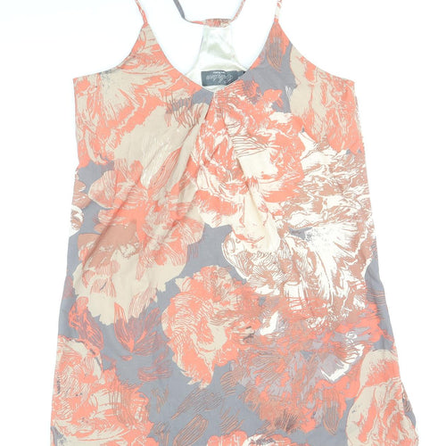 Costa Blanca Womens Orange Geometric Polyester Tank Dress Size M V-Neck Pullover