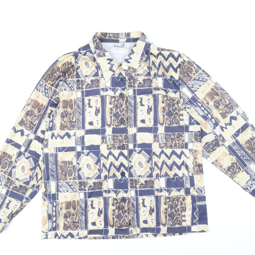 Finnkarelia Womens Multicoloured Geometric Polyester Basic Button-Up Size 8 Round Neck