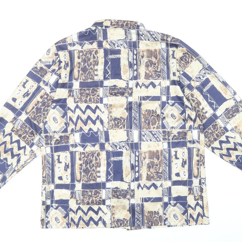 Finnkarelia Womens Multicoloured Geometric Polyester Basic Button-Up Size 8 Round Neck