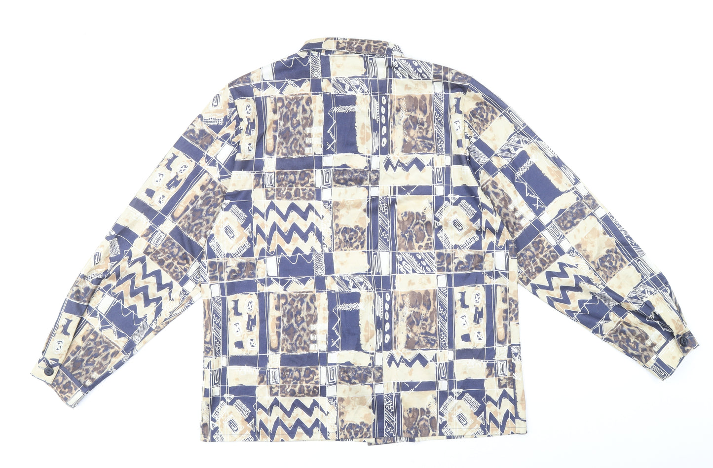 Finnkarelia Womens Multicoloured Geometric Polyester Basic Button-Up Size 8 Round Neck
