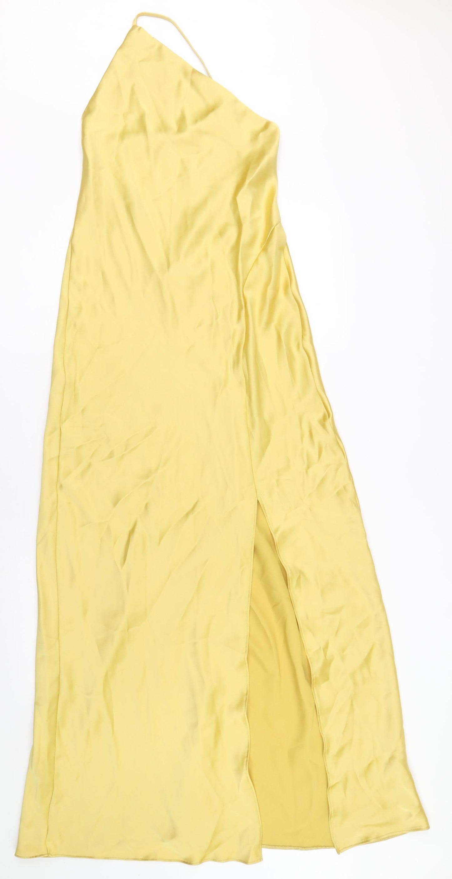 Zara Womens Gold Polyester Maxi Size S Square Neck Pullover