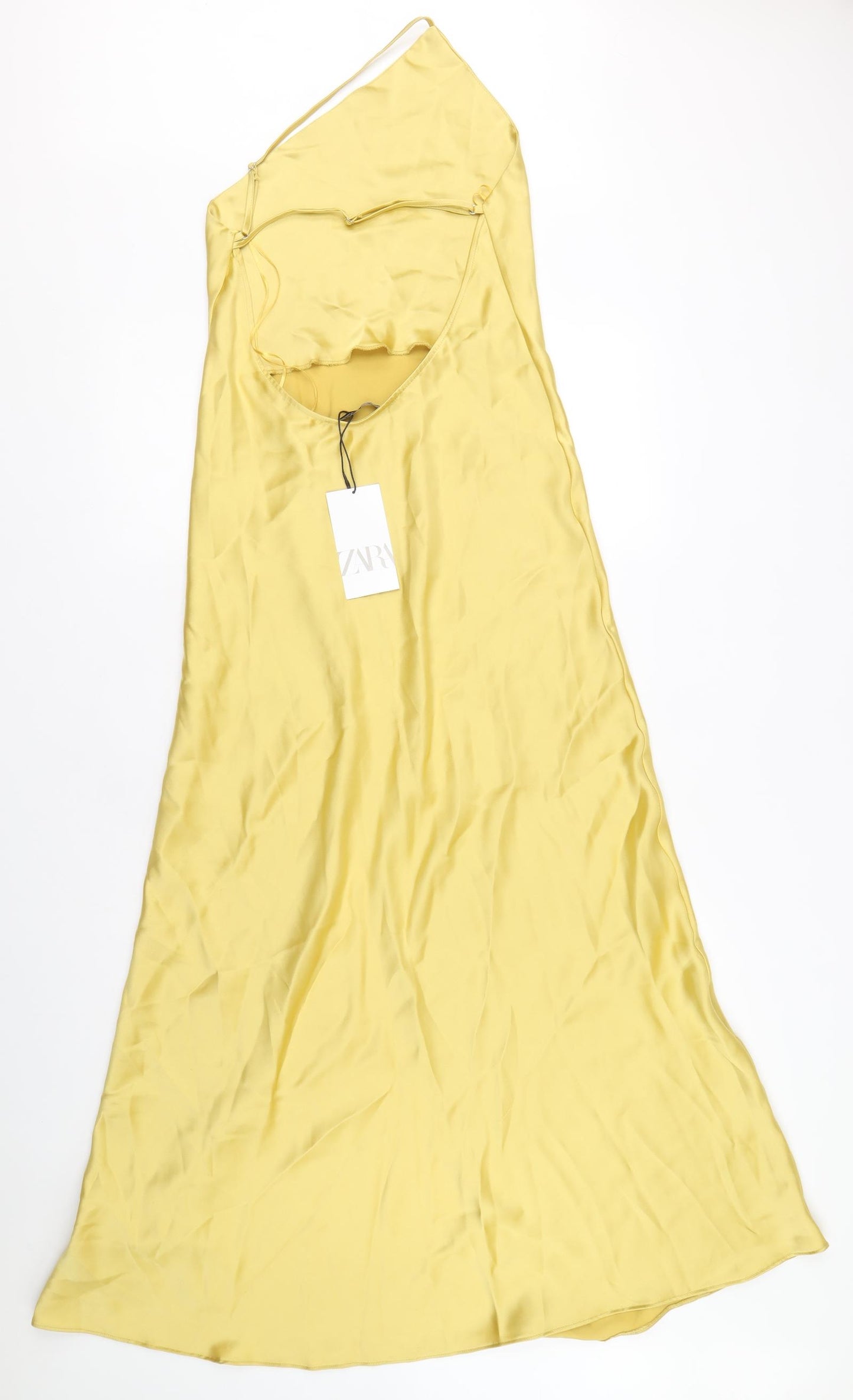 Zara Womens Gold Polyester Maxi Size S Square Neck Pullover