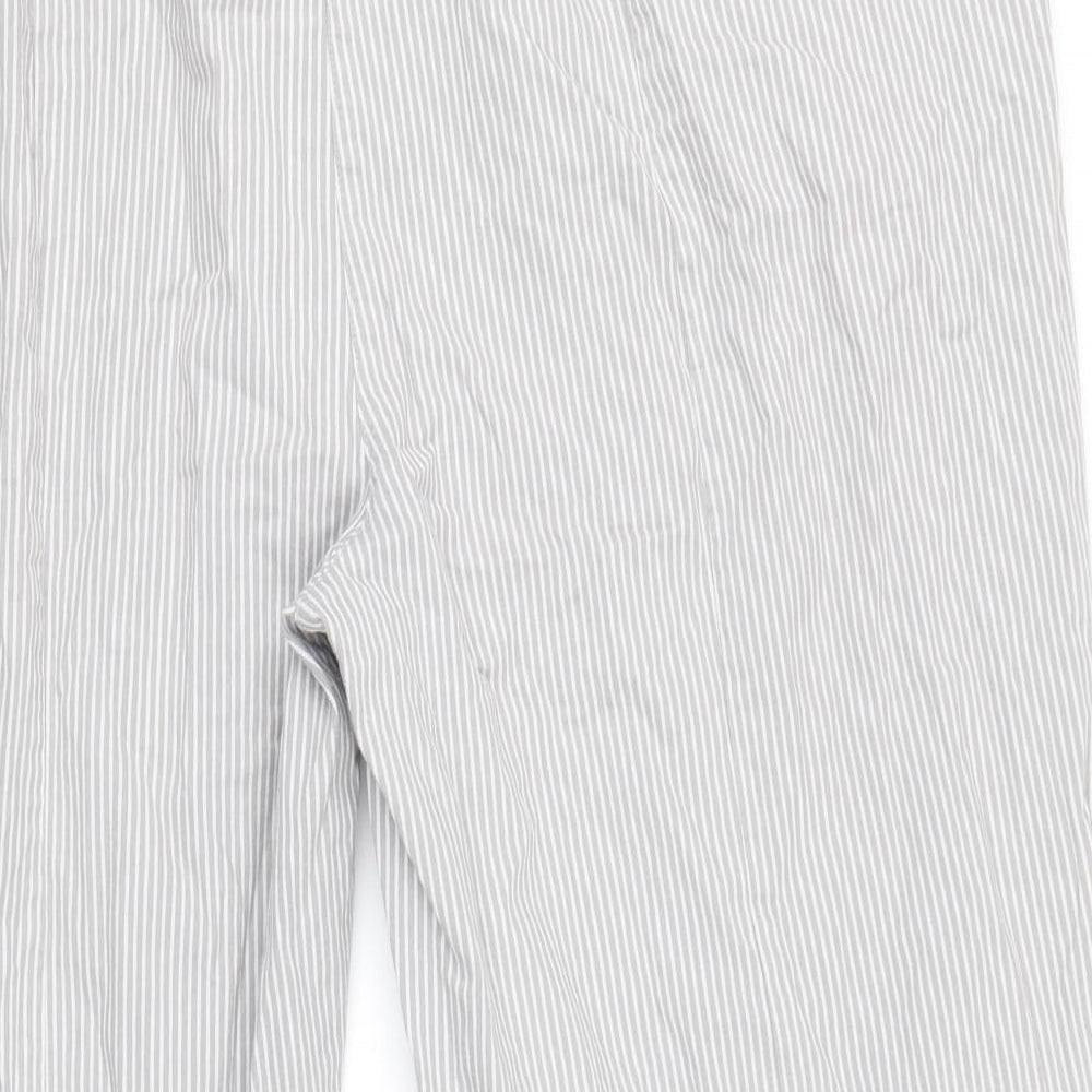Cotton Traders Womens Grey Striped Cotton Cropped Trousers Size 20 Regular Zip