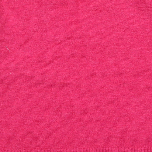 NEXT Womens Pink V-Neck Polyester Pullover Jumper Size L - Star Detail