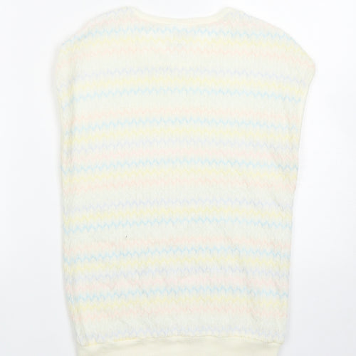 Littlewoods Womens Multicoloured Round Neck Striped Acrylic Vest Jumper Size 10