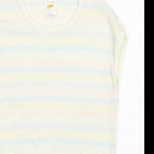 Littlewoods Womens Multicoloured Round Neck Striped Acrylic Vest Jumper Size 10
